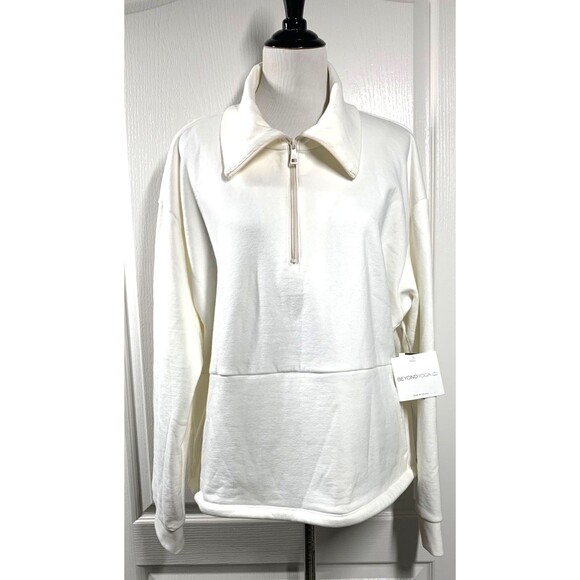 NWT Beyond Yoga Women's Trek Pullover Sweatshirt Size XL Ivory Half Zip $128 - Picture 2 of 14